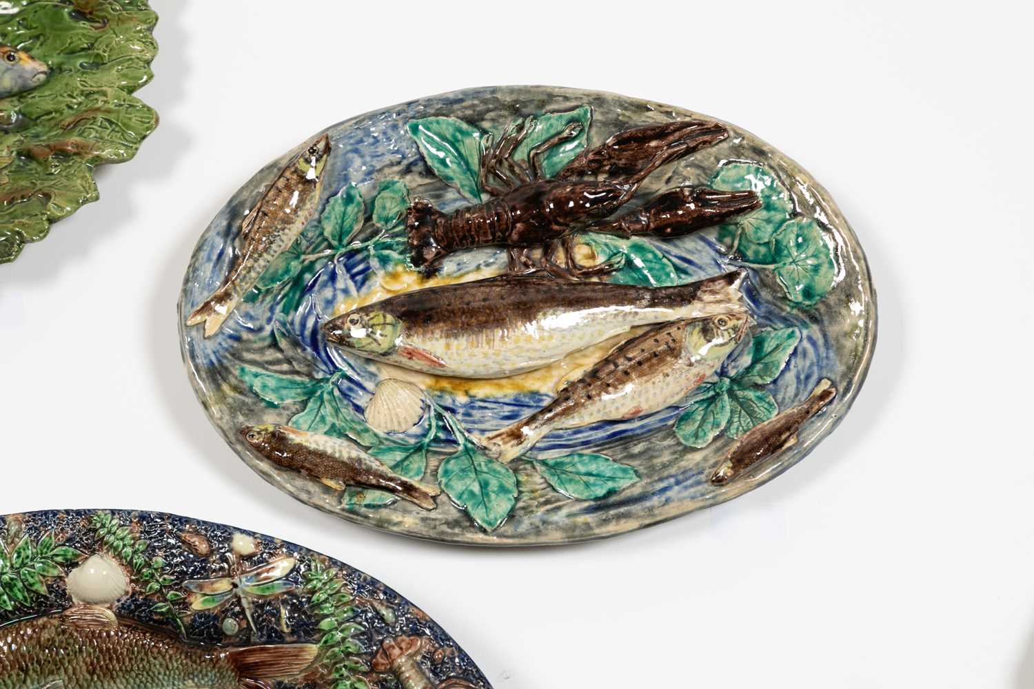 Lot 190 - A Palissy ware oval dish