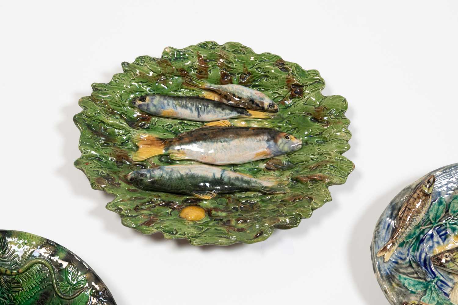 Lot 189 - A Palissy ware shaped oval dish