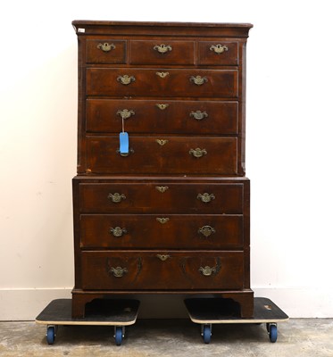 Lot 509 - A George III walnut and mahogany chest on chest