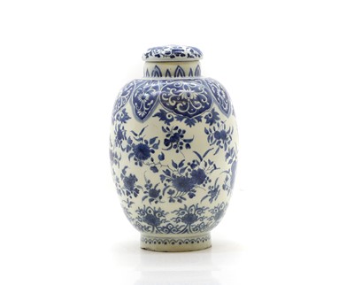 Lot 155 - A delft blue and white ovoid vase and cover
