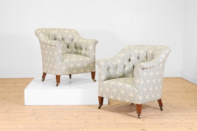 Lot 474 - A pair of button-upholstered 'Pickwell' tub chairs by Howard & Sons