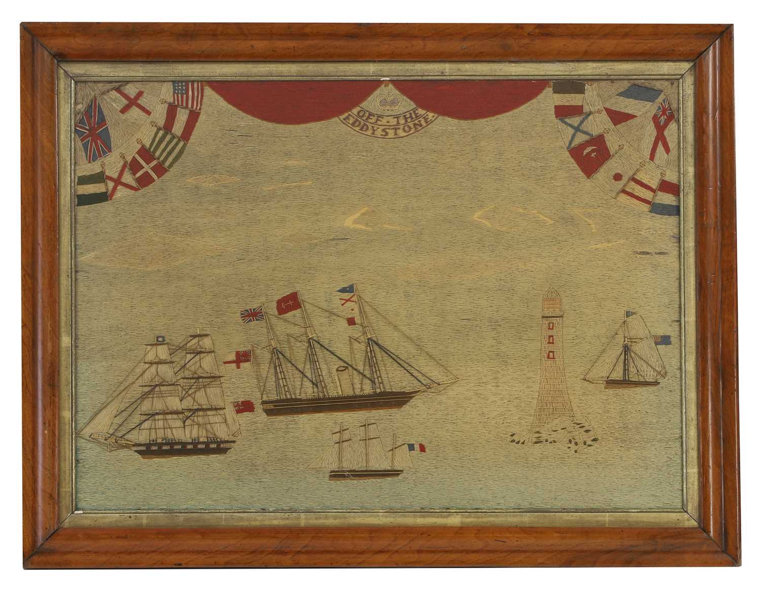 Lot 548 - A large Victorian sailor's woolwork picture
