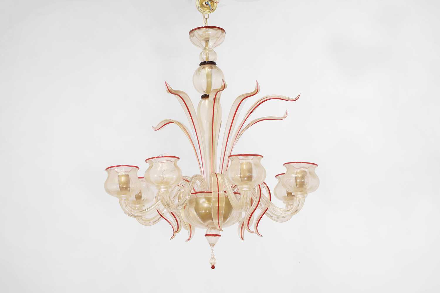 Lot 20 - A Murano clear and coloured glass chandelier