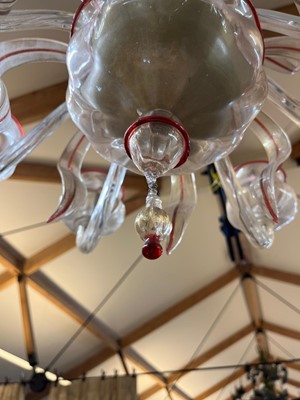 Lot 20 - A Murano clear and coloured glass chandelier