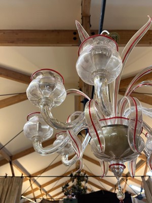 Lot 20 - A Murano clear and coloured glass chandelier