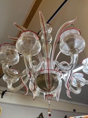 Lot 20 - A Murano clear and coloured glass chandelier