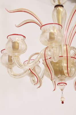 Lot 20 - A Murano clear and coloured glass chandelier