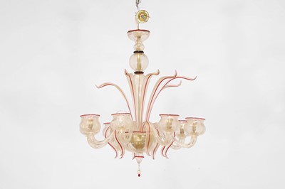 Lot 20 - A Murano clear and coloured glass chandelier