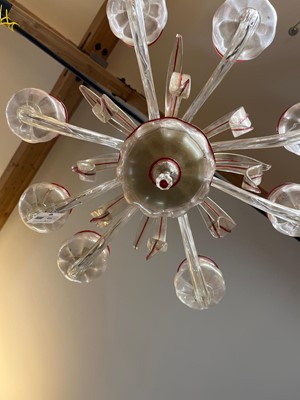 Lot 20 - A Murano clear and coloured glass chandelier