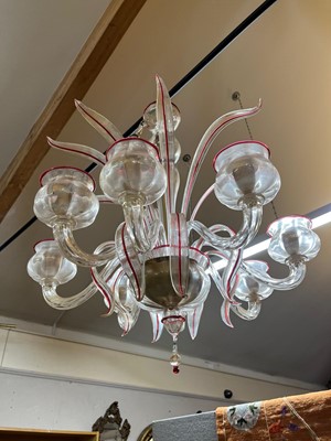 Lot 20 - A Murano clear and coloured glass chandelier