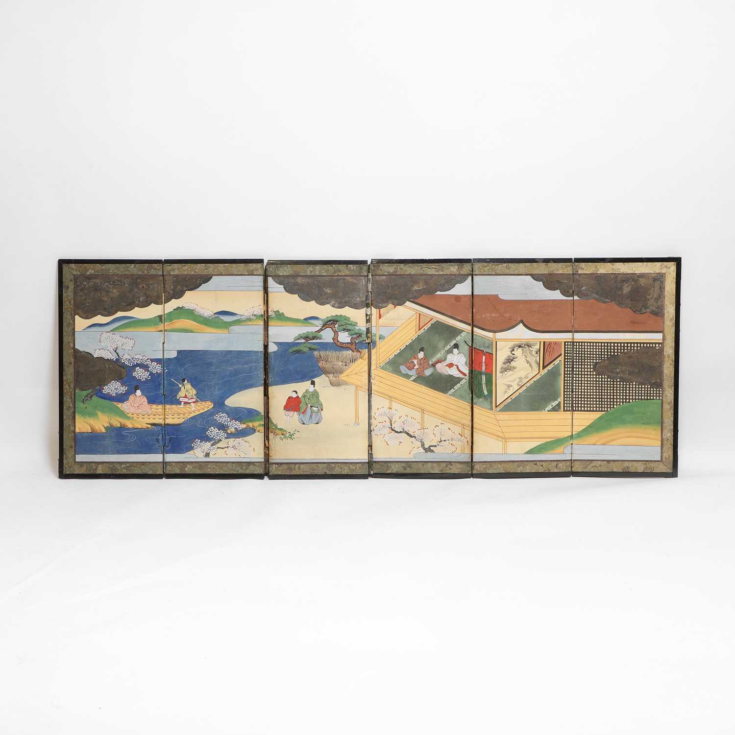 Lot 60 - A six-fold Japanese table screen