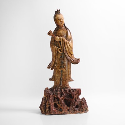 Lot 373 - A Chinese soapstone figure
