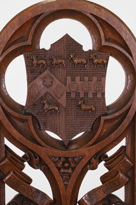 Lot 518 - A Victorian Gothic Revival oak hall chair