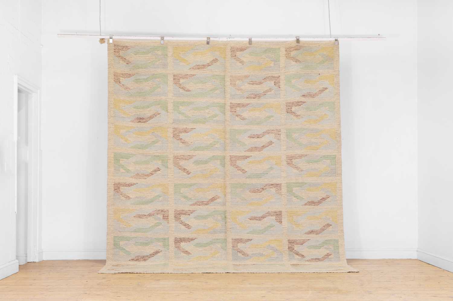 Lot 69 - A kilim flat-weave wool carpet in the style of Barbro Nilsson