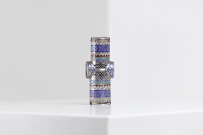 Lot 285 - A silver and champlevé coin holder