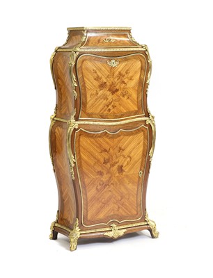 Lot 409 - A Louis XV style inlaid kingwood and gilt bronze mounted secretaire à abattant