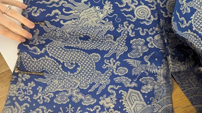 Lot 160 - A Chinese brocade-weave dragon robe