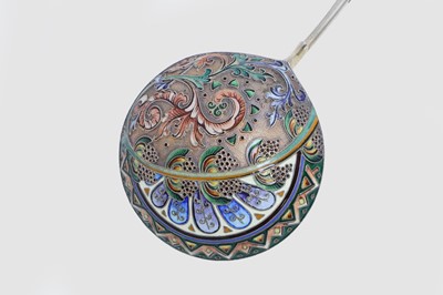 Lot 291 - A silver-gilt and cloisonné presentation spoon