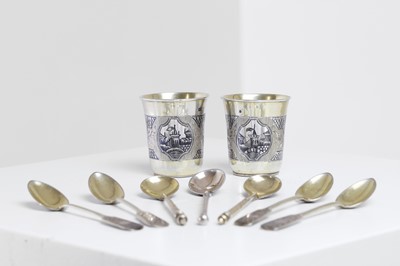Lot 301 - A group of silver and niello items