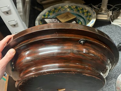 Lot 50 - A cased rosewood and brass-inlaid roulette wheel
