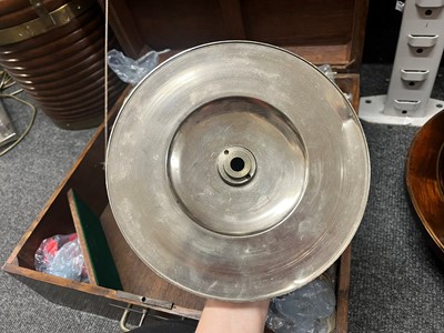 Lot 50 - A cased rosewood and brass-inlaid roulette wheel