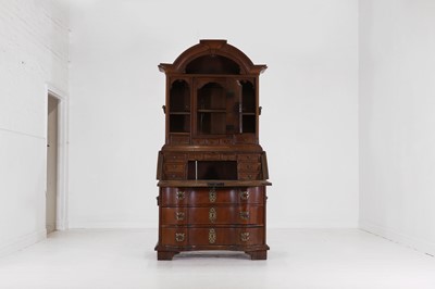 Lot 14 - An oak and walnut bureau cabinet