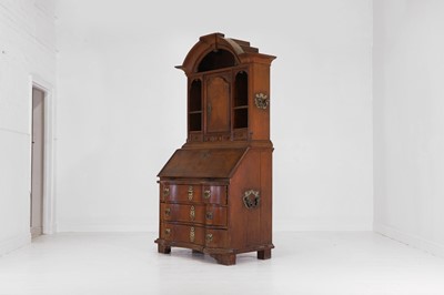 Lot 14 - An oak and walnut bureau cabinet