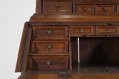 Lot 14 - An oak and walnut bureau cabinet