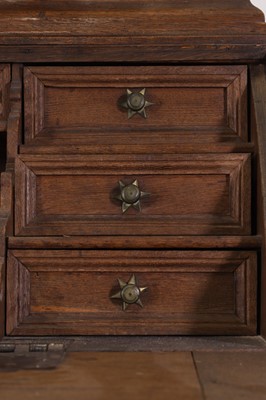Lot 14 - An oak and walnut bureau cabinet