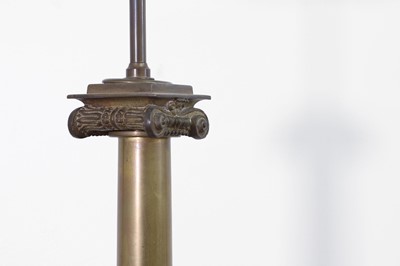 Lot 10 - A pair of brass column lamps