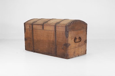 Lot 12 - An iron-bound oak chest