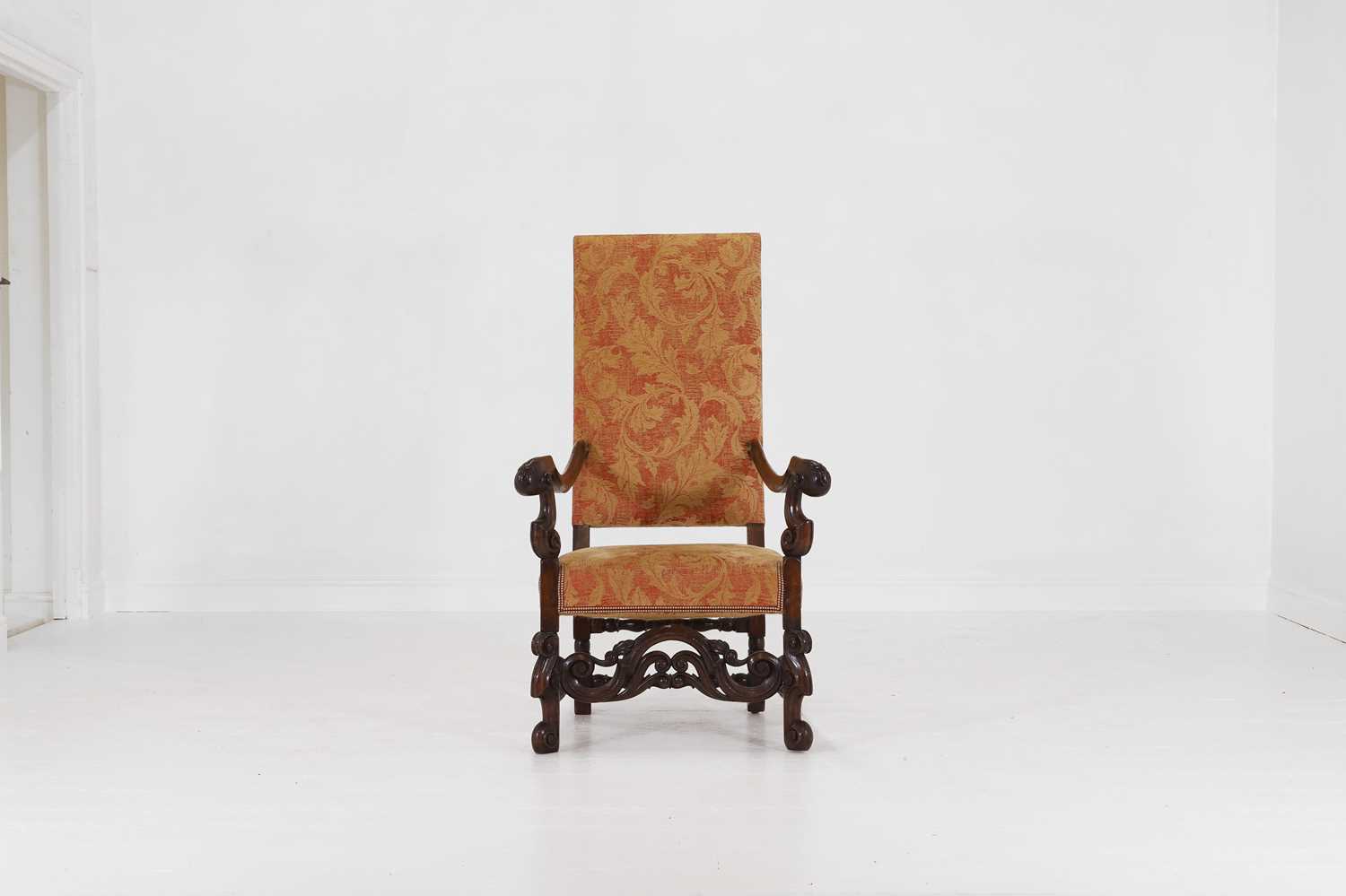 Lot 4 - A carved walnut throne chair