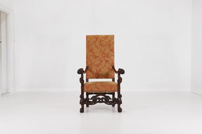 Lot 4 - A carved walnut throne chair