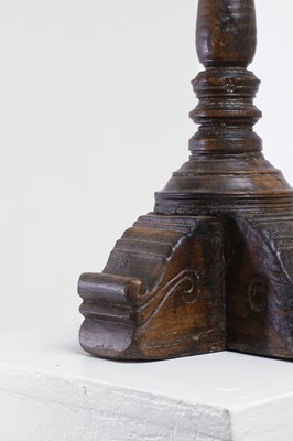 Lot 18 - A walnut pricket candlestick