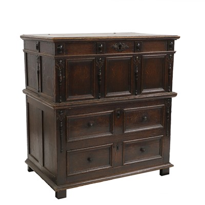 Lot 375 - An oak and ebony chest