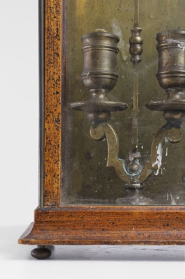 Lot 8 - A fruitwood-cased and brass candle lantern