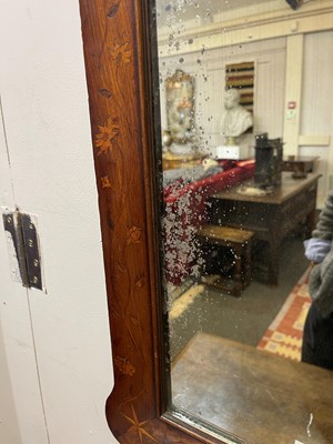 Lot 9 - A walnut, marquetry and mother-of-pearl inlaid wall mirror
