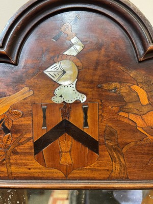 Lot 9 - A walnut, marquetry and mother-of-pearl inlaid wall mirror