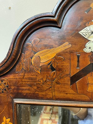 Lot 9 - A walnut, marquetry and mother-of-pearl inlaid wall mirror