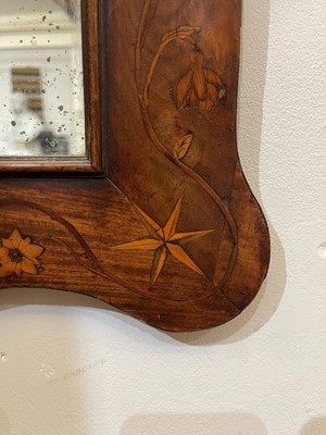 Lot 9 - A walnut, marquetry and mother-of-pearl inlaid wall mirror