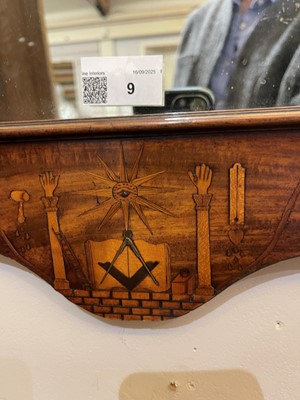 Lot 9 - A walnut, marquetry and mother-of-pearl inlaid wall mirror