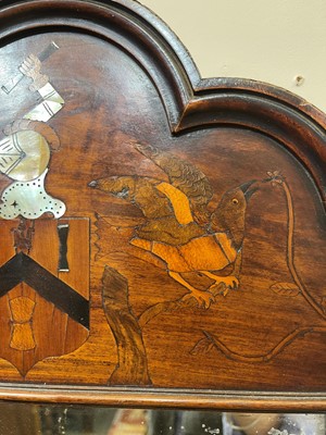 Lot 9 - A walnut, marquetry and mother-of-pearl inlaid wall mirror