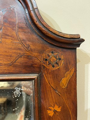 Lot 9 - A walnut, marquetry and mother-of-pearl inlaid wall mirror