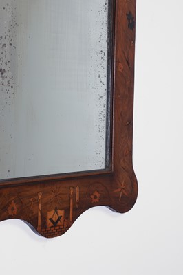Lot 9 - A walnut, marquetry and mother-of-pearl inlaid wall mirror