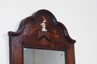 Lot 9 - A walnut, marquetry and mother-of-pearl inlaid wall mirror