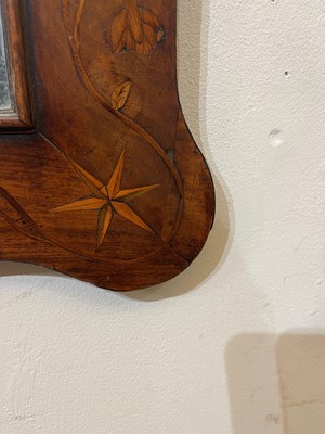 Lot 9 - A walnut, marquetry and mother-of-pearl inlaid wall mirror