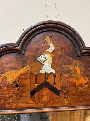 Lot 9 - A walnut, marquetry and mother-of-pearl inlaid wall mirror