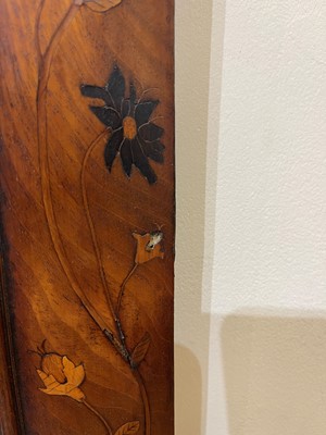 Lot 9 - A walnut, marquetry and mother-of-pearl inlaid wall mirror