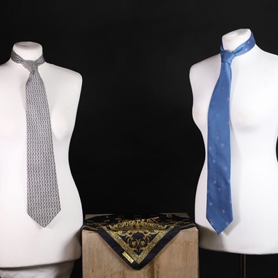Lot 1422 - Two silk ties and a silk pocket square