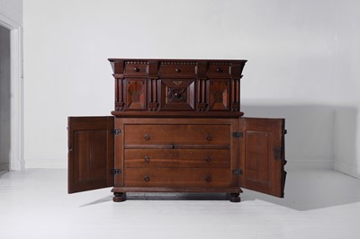 Lot 33 - A Charles II oak enclosed chest of drawers